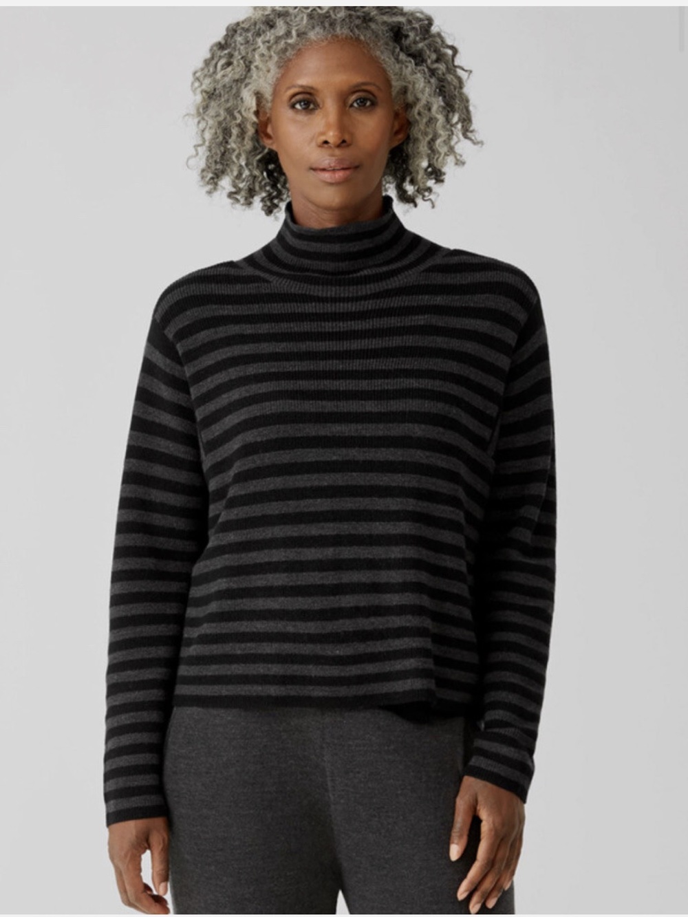Eileen Fischer Merino Wool Striped Turtleneck
